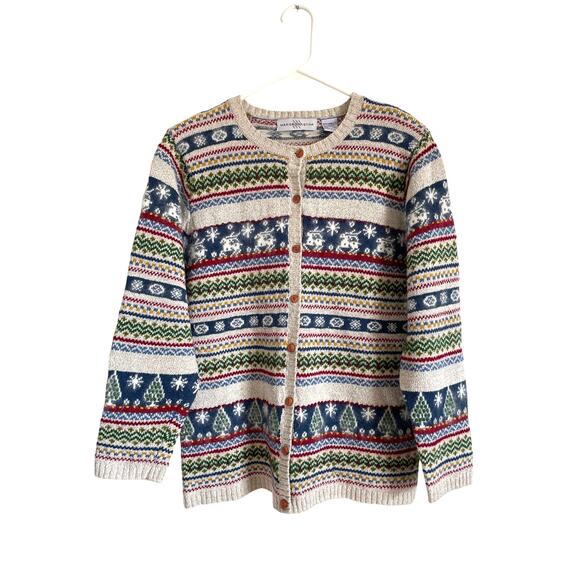Marisa Christina cardigan sweater buttons linen cotton wool Holiday red blue L - Picture 1 of 6
